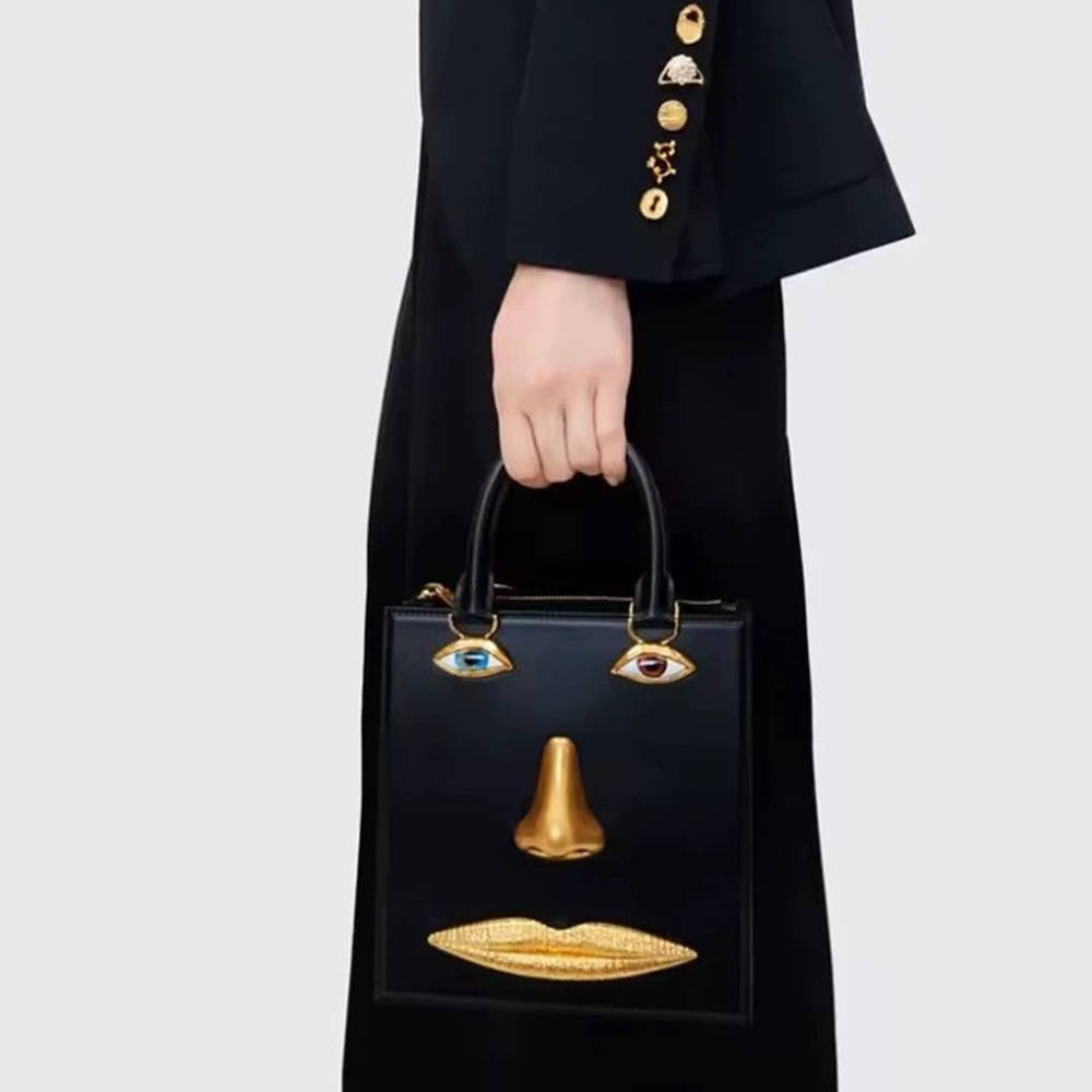 Luxury Bags Gold - Damen-Handtasche aus Hochwertigem Schwarzem Leder, Luxusmarken-Tasche