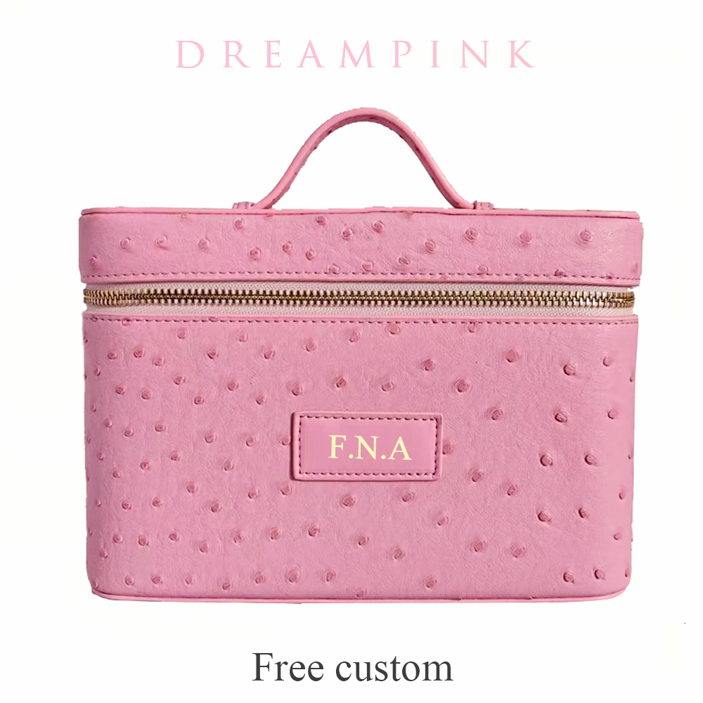 Luxury Bags Names - Luxuriöse Kosmetiktasche im Straußen-Design für Damen,