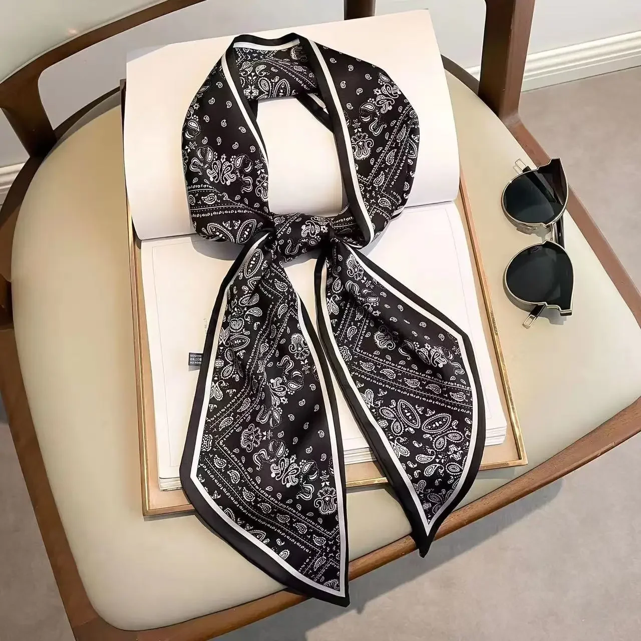Luxury Bags Brand - Design-Print Schmaler Schal Karierter Pferdehaarband-Schal Schmale