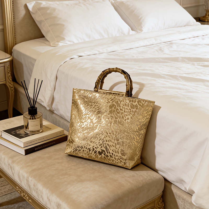 Luxury Bags Gold - Leichte Luxus-Tragetasche aus goldfarbenem Jacquard mit