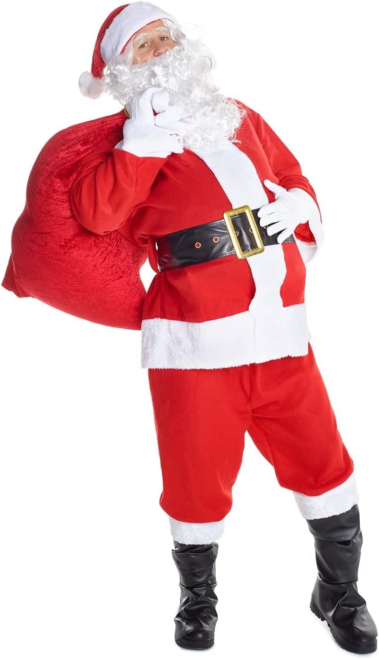 Luxury Bags Europe - Weihnachts-Weihnachtsmann-Kostüm für Herren, luxuriöses langes Plüsch-Set