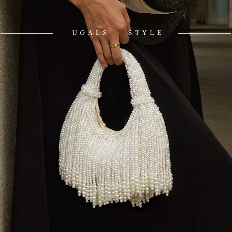 Luxury Bags Vendor - Designer-Clutch mit Perlengriff für Abendveranstaltungen, Luxuriöse