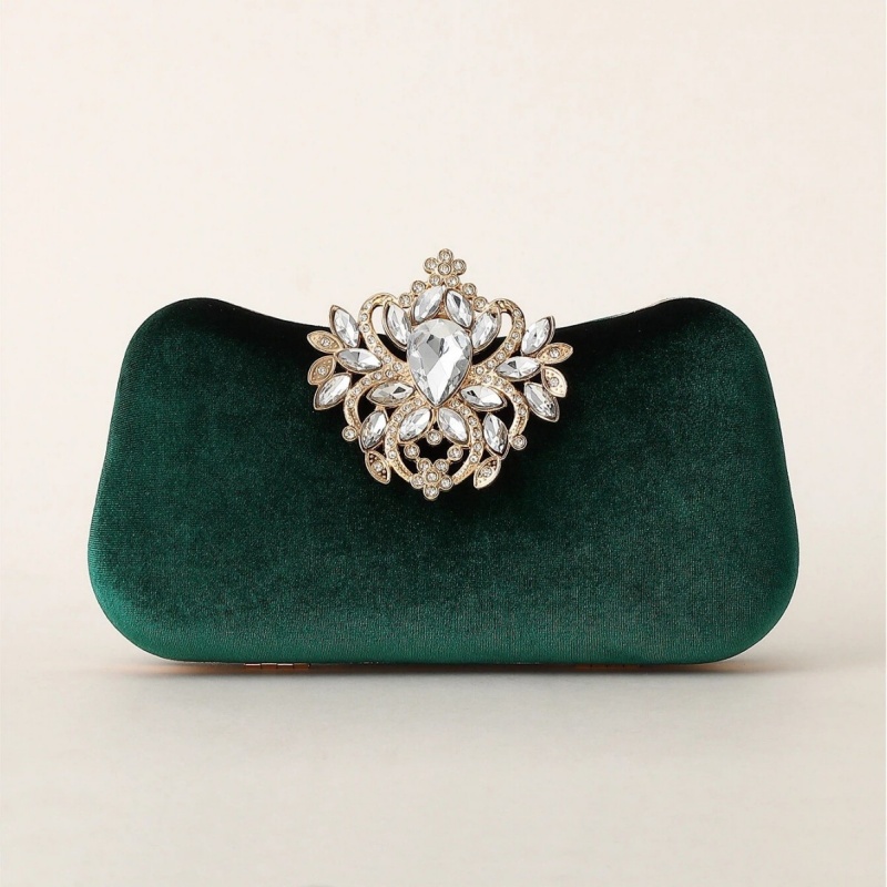 Dunkelgrüne Samt-Clutch Luxuri – Luxury Bags Gold Bewertung und Preis