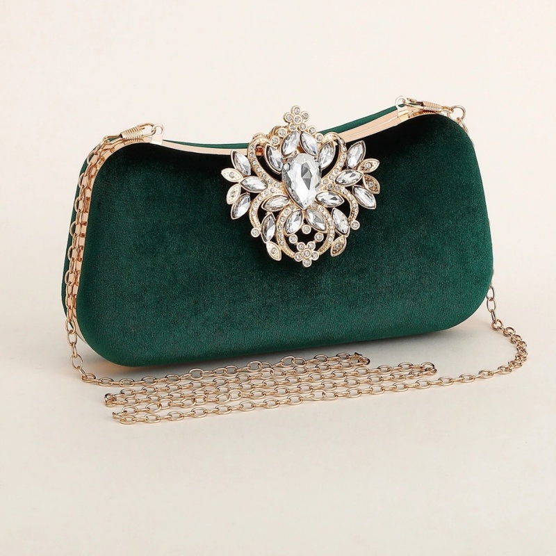 Dunkelgrüne Samt-Clutch Luxuri – Luxury Bags Gold Bewertung und Preis