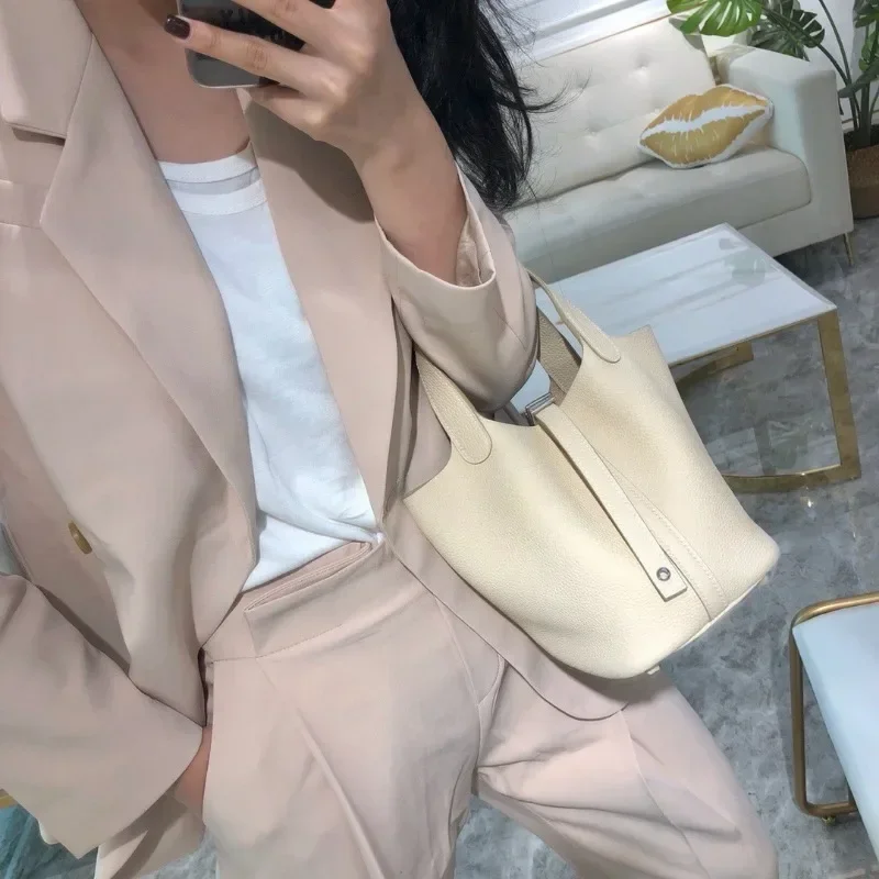 2023 neue Kontrast Farbe Rinds – Bucket Bag Suede Bewertung und Preis